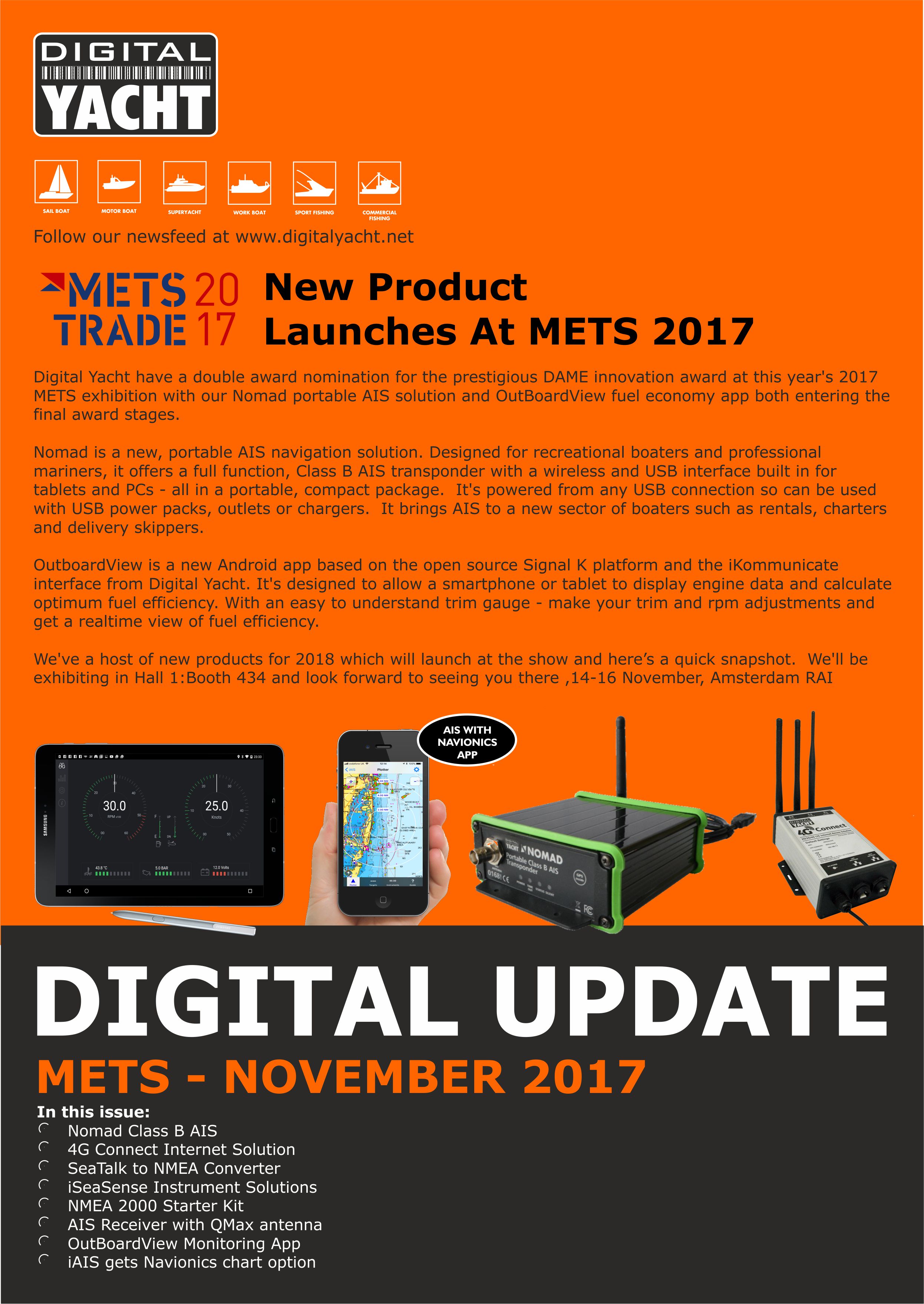 Digital Yacht METS 2017 New Products & a Double Dame Award Nomination