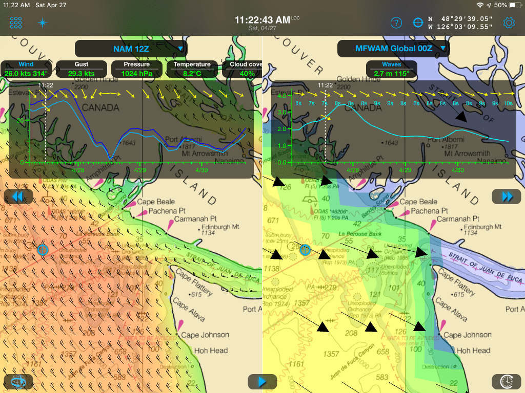 Animated forecast on Weather4D