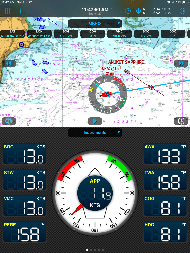 Display of AIS targets and CPA alarm on Weather4D