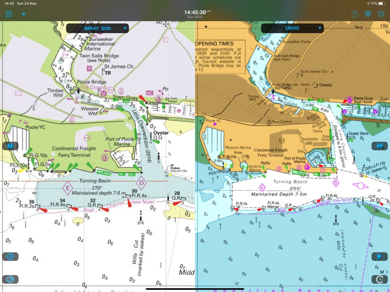 Imray charts versus UKHO charts