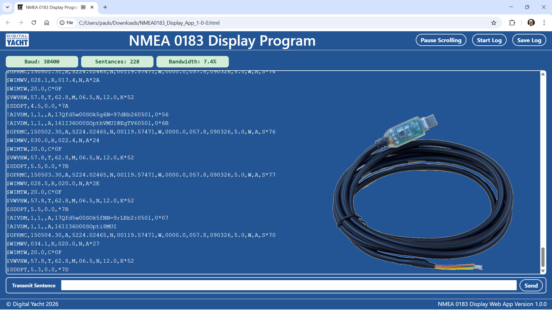 ナルミアヤカページ NMEA 0183 Display App for our USB to NMEA Adaptor Cables - Digital